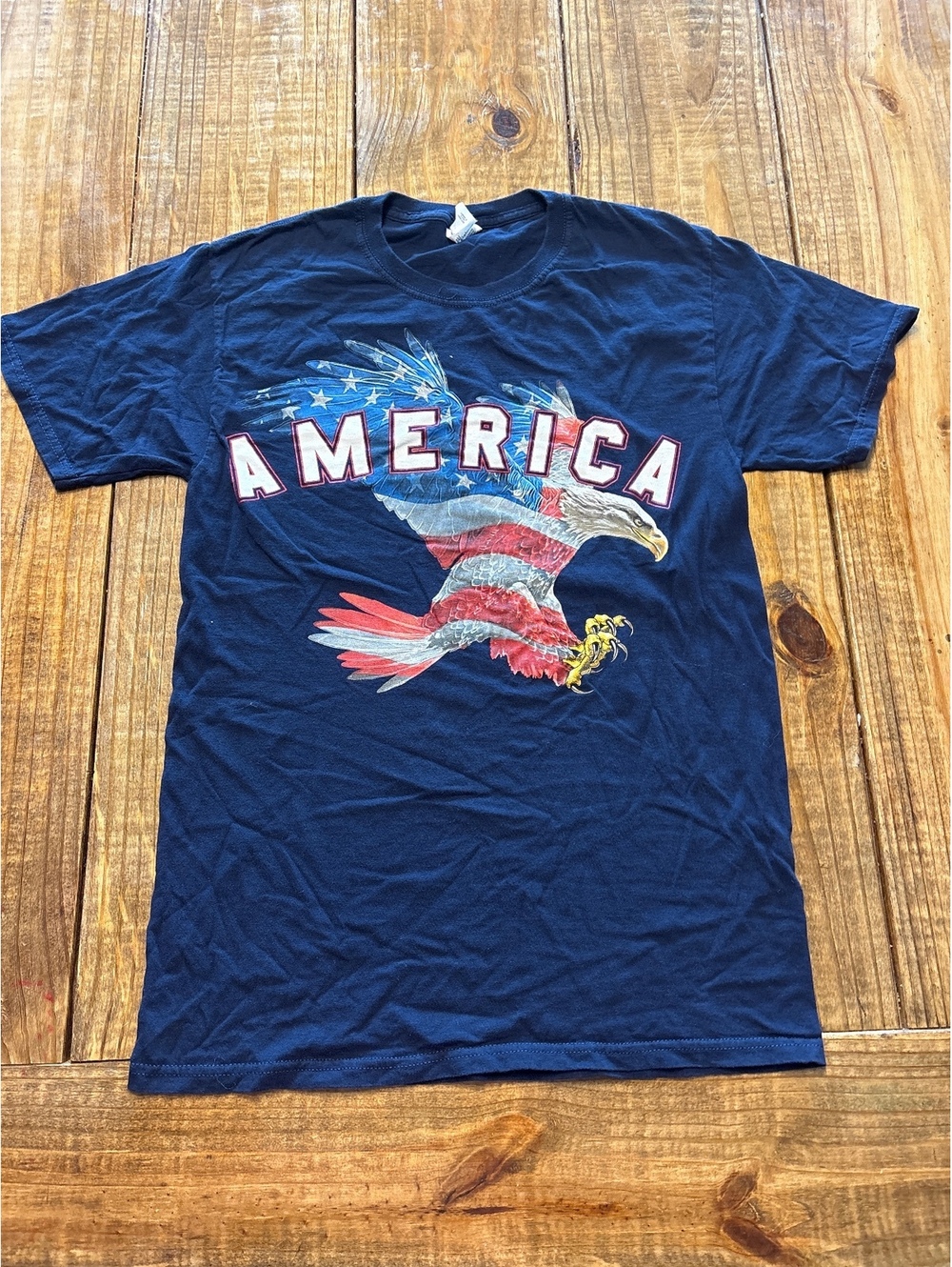 Fruit of the Loom America Eagle Graphic T-Shirt Size Small mens Y2K